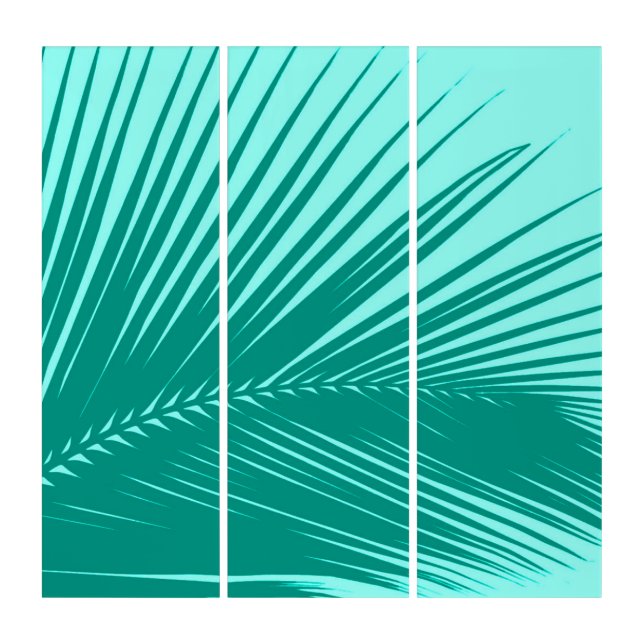 Palm Leaf, Turquoise and Aqua Triptych (Front)