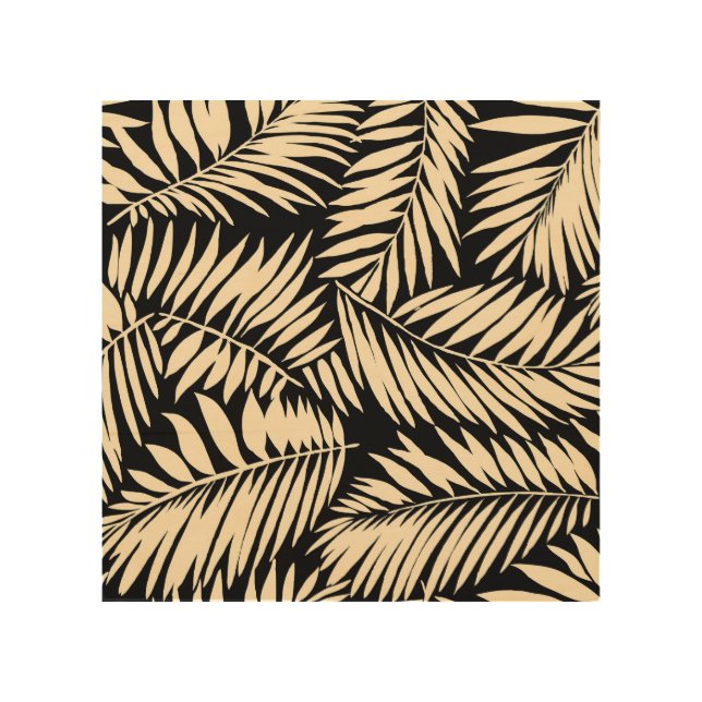 Palm Leaf Vintage: Seamless Pattern Wood Wall Art (Front)