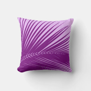 Palm leaf - violet and lavender throw pillow