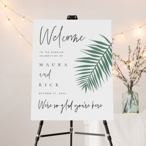 Palm Leaf Welcome Sign Minimalist Wedding Decor