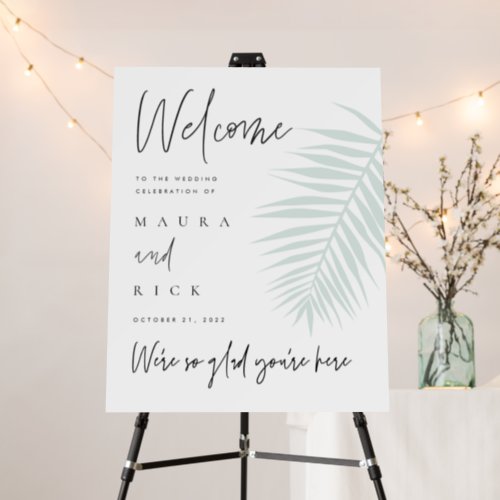 Palm Leaf Welcome Sign Minimalist Wedding Decor