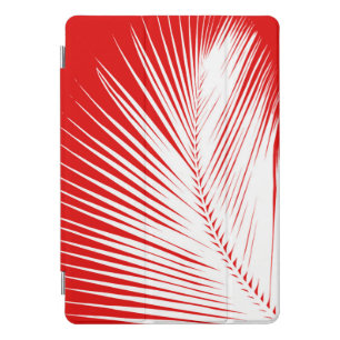 Palm leaf - white and dark coral red iPad pro cover