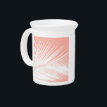 Palm leaf - white on coral pink beverage pitcher<br><div class="desc">Palm leaf silhouette -  white against a light coral pink background</div>
