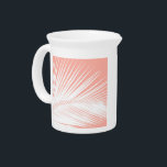 Palm leaf - white on coral pink beverage pitcher<br><div class="desc">Palm leaf silhouette -  white against a light coral pink background</div>