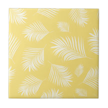 Palm Leaf White Yellow Tropical Pattern