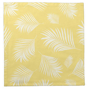 Palm Leaf White Yellow Tropical Pattern Cloth Napkin