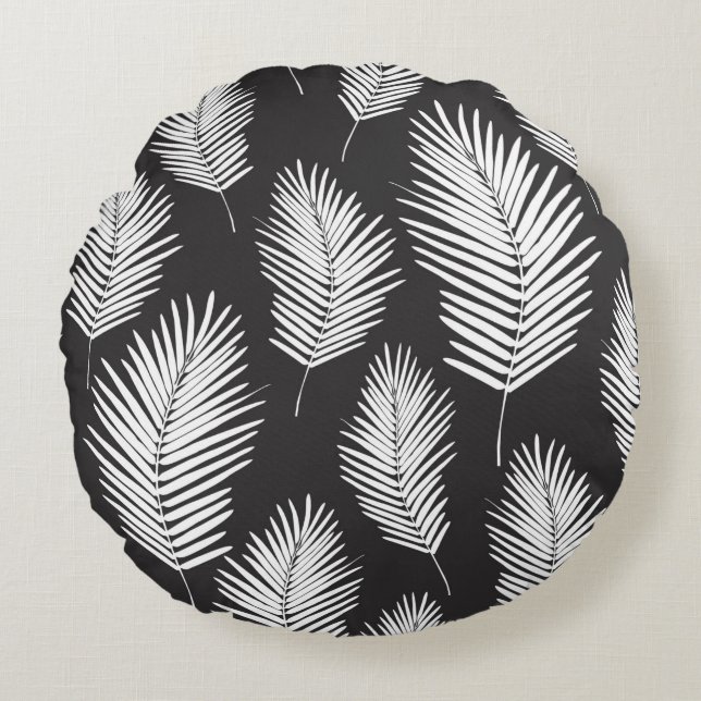 Palm Leafs Pattern Round Pillow (Front)