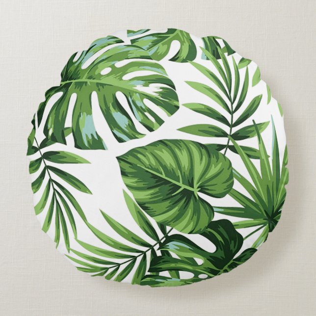 Palm leafs round pillow (Front)