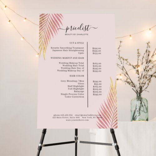 Palm Leafy Salon Price List Poster