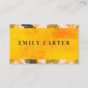 Palm Leave Geometric Pattern Orange Texture Business Card