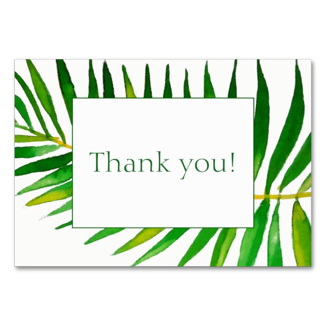 Palm leave wedding invitation thank you card (Front)