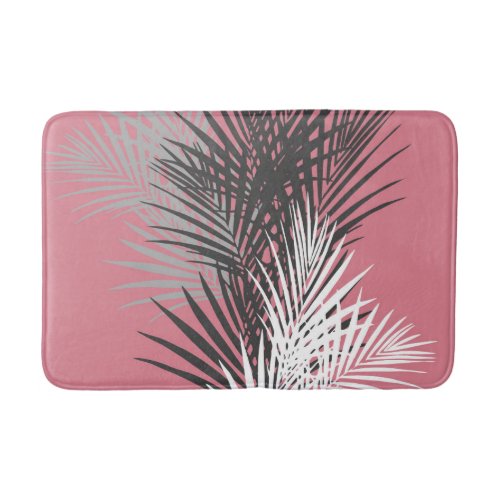 Palm leaves abstract modern design dusty pink bath mat