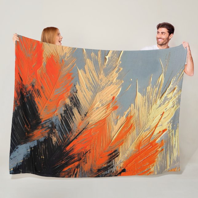 Palm Leaves – Abstract Tropical Motion Fleece Blanket (In Situ)