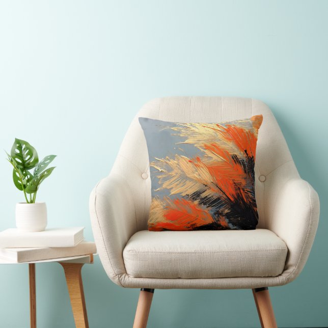 Palm Leaves – Abstract Tropical Motion Throw Pillow (Chair)