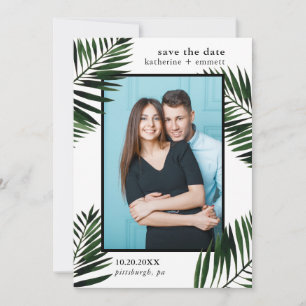 Palm Leaves and Dots Save the Date Photo Card