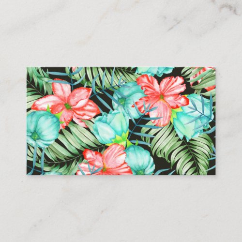 Palm Leaves And Flowers Business Card
