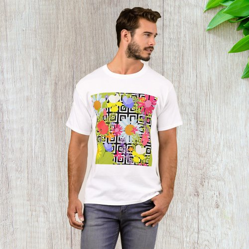 Palm Leaves And Flowers T_Shirt