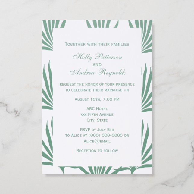 Palm Leaves Background #1 Wedding Invitation (Front)