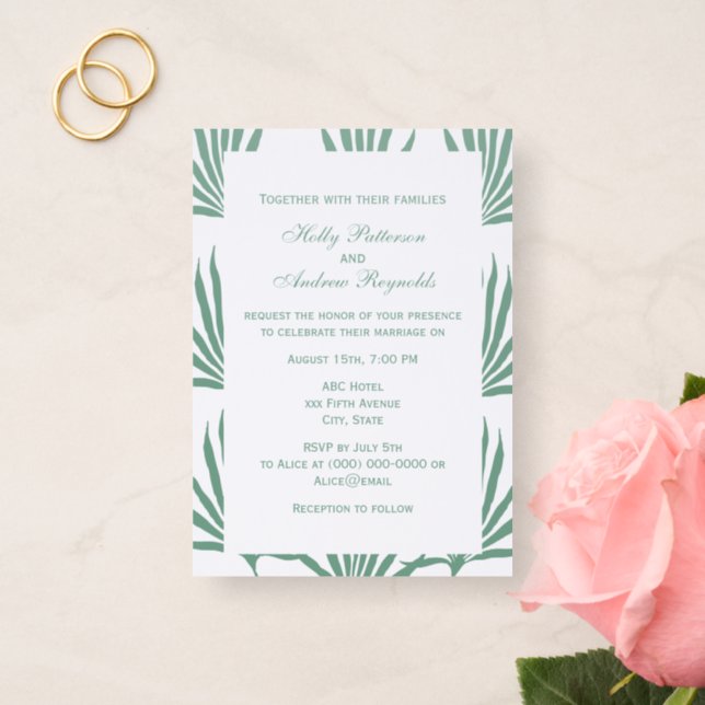 Palm Leaves Background #1 Wedding Invitation (Front)