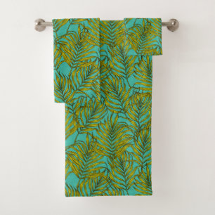 Palm leaves bath towel set