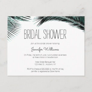 Palm leaves beach bridal shower invitations