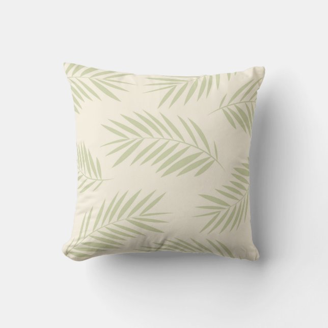 Palm Leaves Beach I Green Throw Pillow (Front)