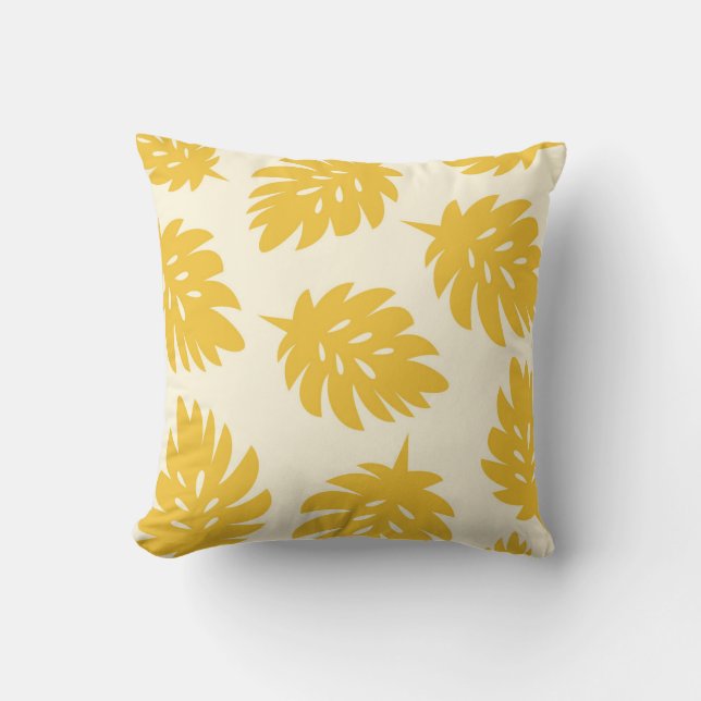 Palm Leaves Beach I Yellow Throw Pillow (Front)
