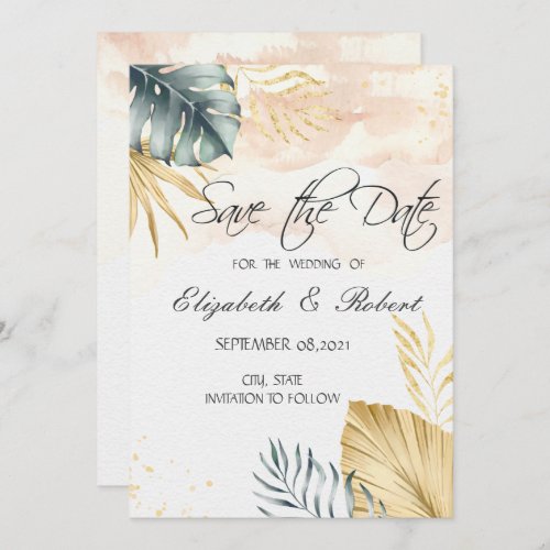Palm Leaves Beach Save The Date