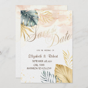 Palm Leaves Beach Wedding Save The Date