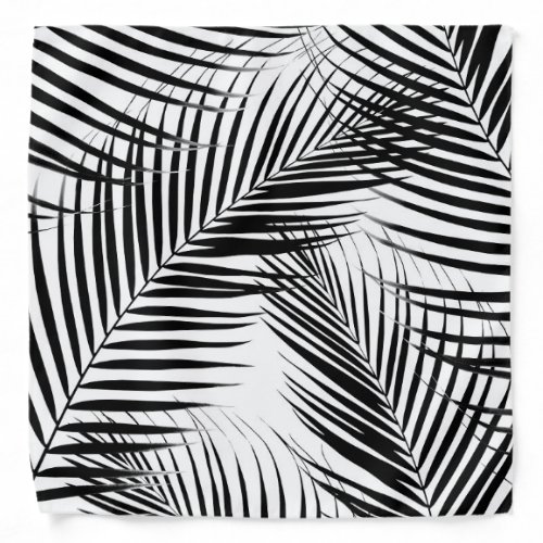 Palm Leaves _ Black  White Cali Vibes 1 Bandana