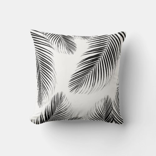 Palm Leaves _ Black  White Cali Vibes 2 Throw Pillow
