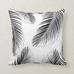 Palm Leaves - Black & White Cali Vibes #2 Throw Pillow