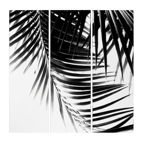 Palm Leaves Black  White Vibes 1 tropical Triptych