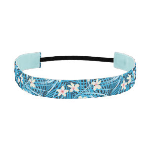 Palm Leaves Blue Pattern Athletic Headband