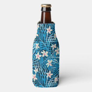 Palm Leaves Blue Pattern Bottle Cooler