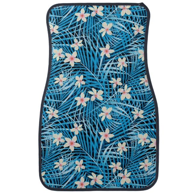 Palm Leaves Blue Pattern Car Mat (Front)