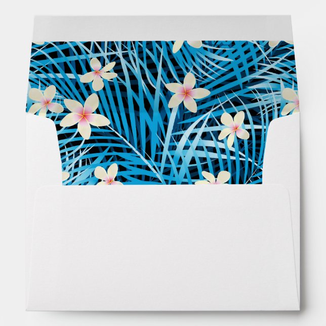 Palm Leaves Blue Pattern Envelope (Back (Bottom))