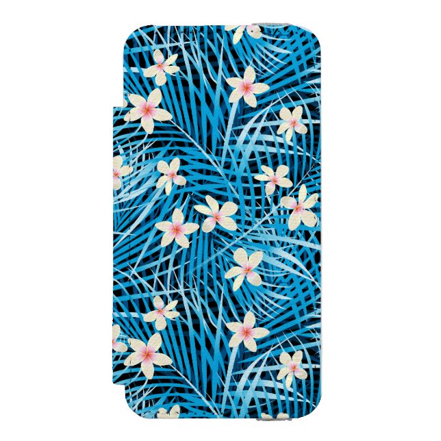 Palm Leaves Blue Pattern Incipio iPhone Wallet Case (Folio Front)