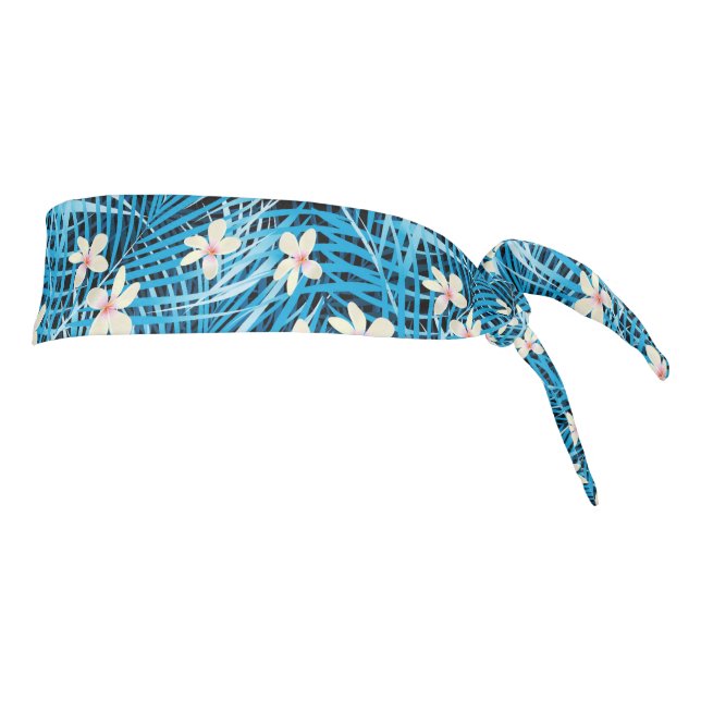 Palm Leaves Blue Pattern Tie Headband (Rotate 90)