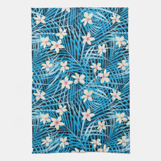 Palm Leaves Blue Pattern Towel
