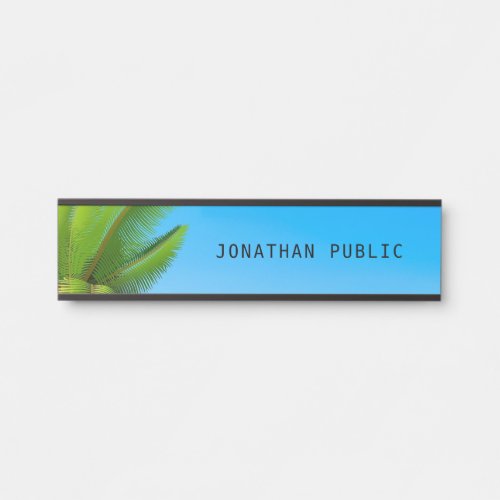 Palm Leaves Blue Sky Modern Nature Template Door Sign