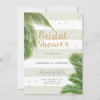 Palm Leaves Bridal Shower Party Invitation by SimplyInvite at Zazzle