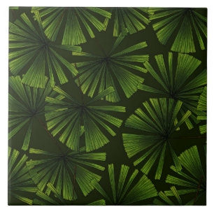 Palm leaves ceramic tile