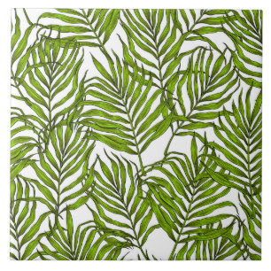 Palm leaves ceramic tile