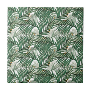 Palm leaves ceramic tile
