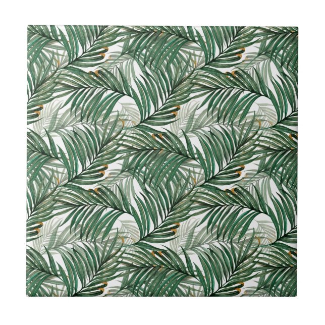 Palm leaves ceramic tile (Front)