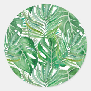 Palm leaves classic round sticker