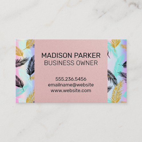 Palm Leaves  Colorful Blend  Pink Texture Business Card