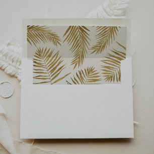 Palm Leaves Cream and Gold Wedding Envelope Liner