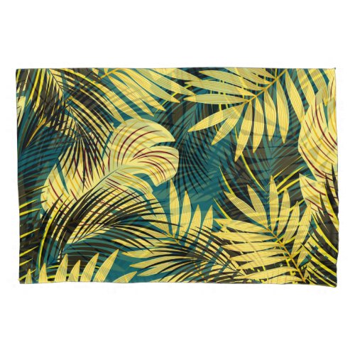 Palm Leaves Dark Vintage Tropical Pillow Case